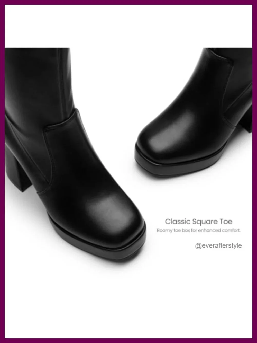 Stretch Mid Calf Platform Chunky Heel Boots Women's Square Toe Zip